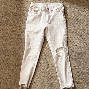 Levi's White High Rise Skinny Distressed Ankle Jeans